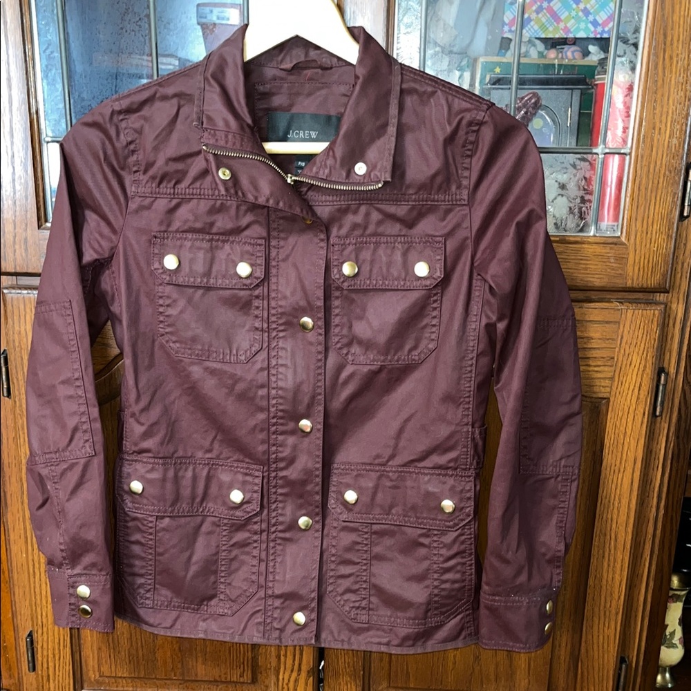 J. Crew Downtown Field Wine Jacket with Gold Buttons Size PXS - Picture 3 of 10